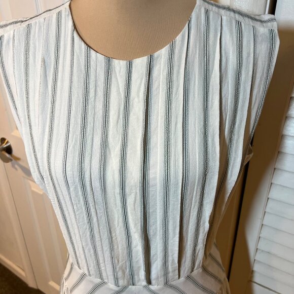 Reiss Women’s Dress Size 12 Sofia Flippy Striped Mini White Green Stripe - Picture 6 of 14